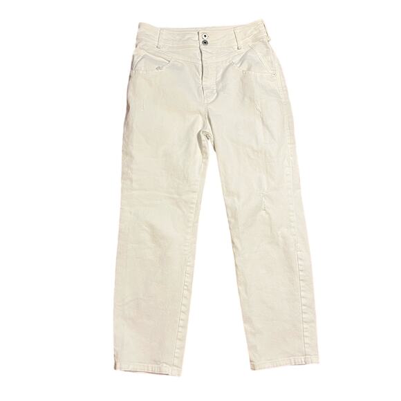 Pilcro White Denim Jeans Size 29 Straight Leg High Rise Cropped Casual Stretch - Picture 1 of 9